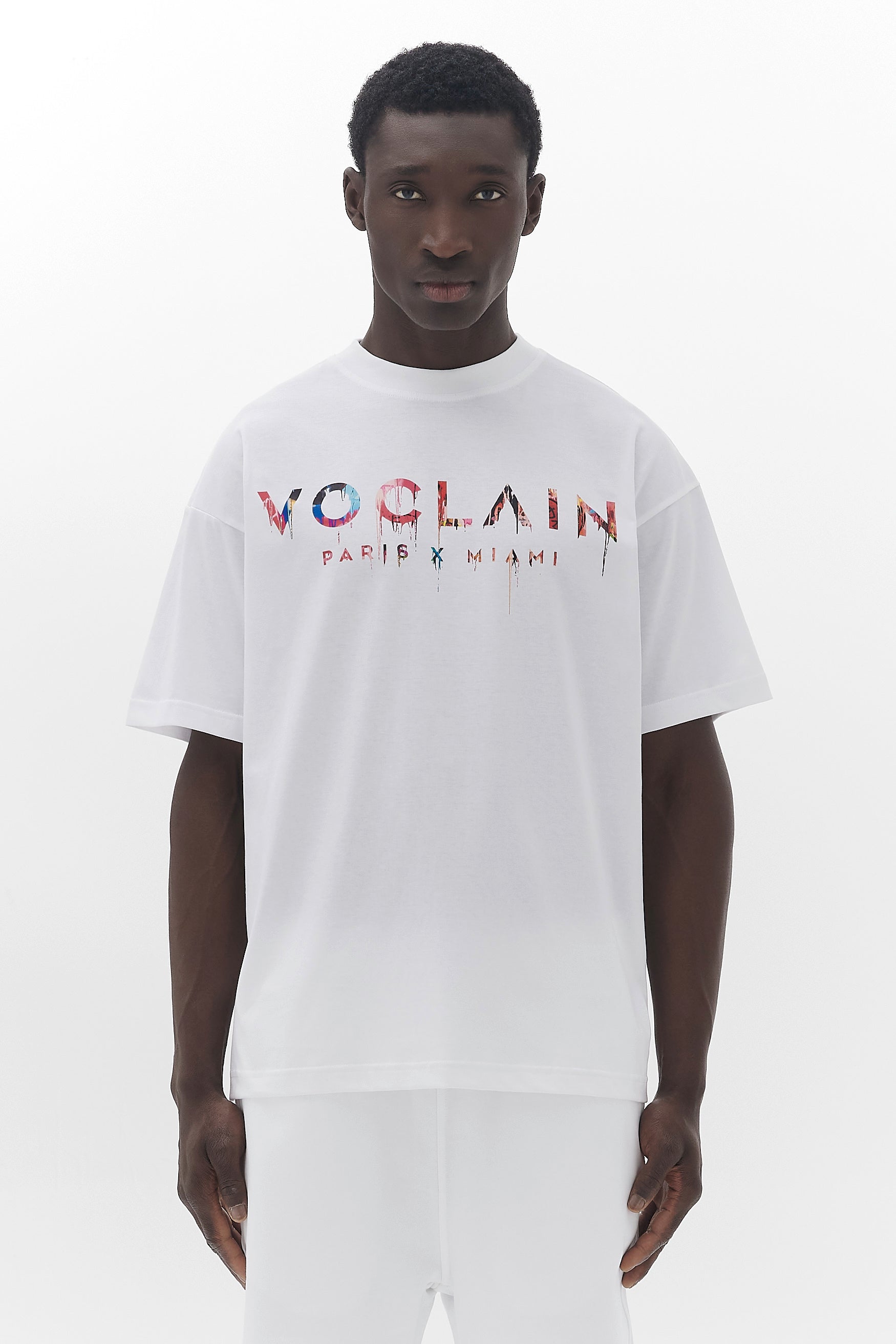 Voclain T-Shirt Oversized White - Graffiti Drip Paris X Miami