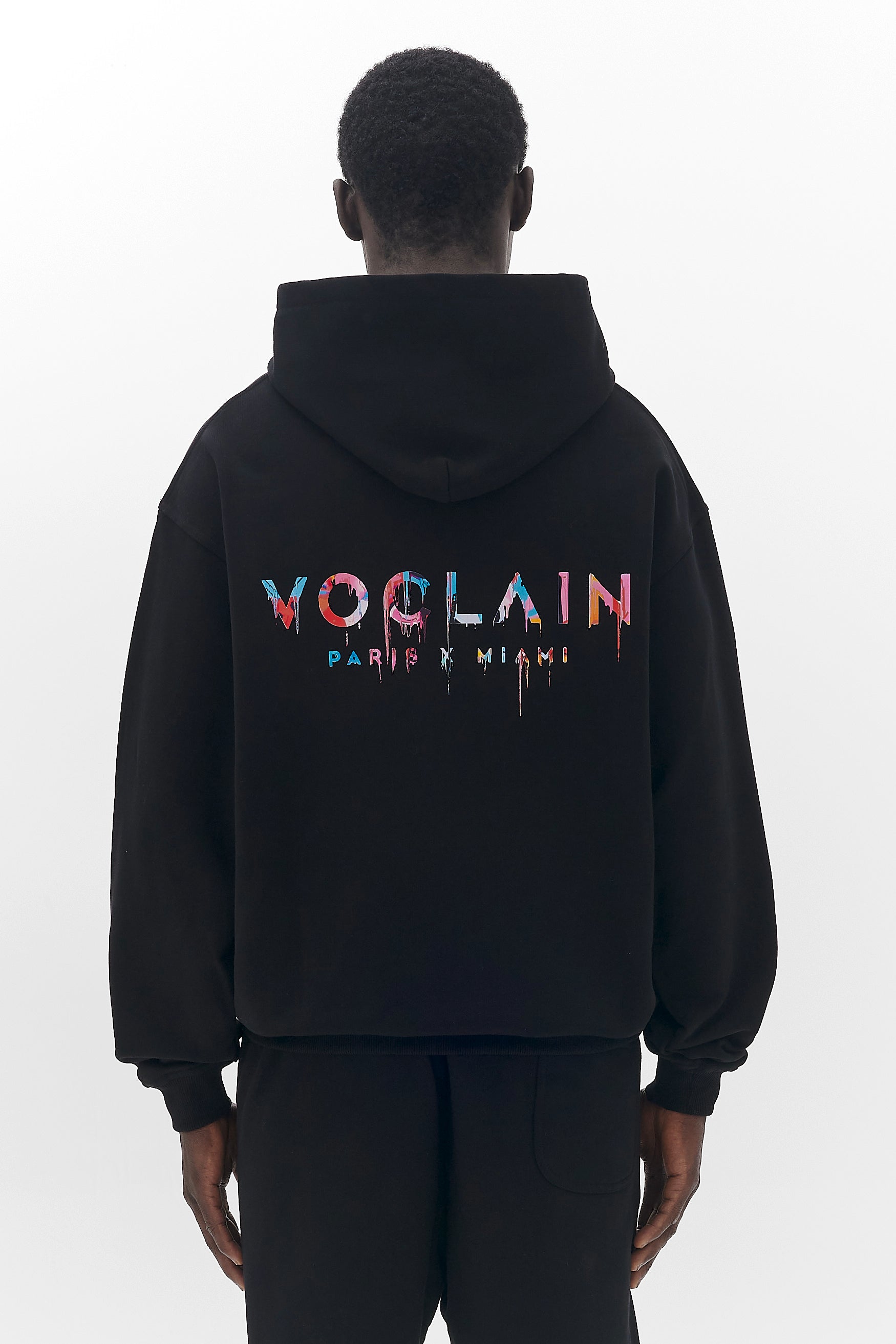 Voclain Hoodie Oversized Black - Graffiti Drip Paris X Miami