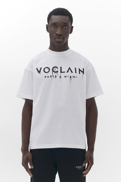 ◆THE MUSEUM VISITOR◆ LOGO SPRAY WASHED TSHIRTS WHITE 09640 LOGO SPRAY WASHED T-SHIRTS (WHITE) : THE MUSEUM VISITOR